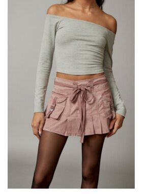 BDG Women’s Cargo Tie-Waist Mini Skirt in Dusty Rose